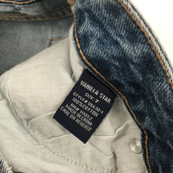 Vanilla Star Ripped Distressed Denim Mini Skirt Size 7 Womens Blue Jean Cut Off - Picture 6 of 6